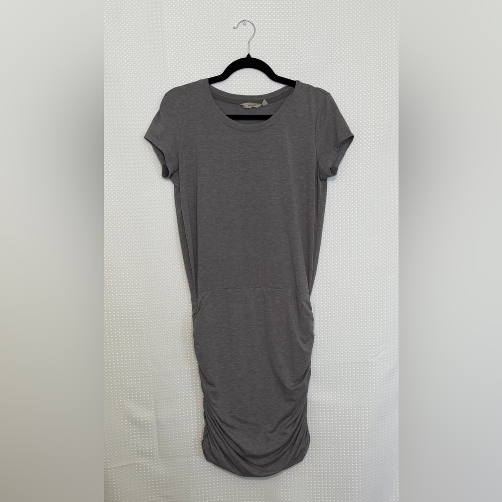Athleta Topanga Gray Ruched Side T Shirt Dress Athleisure Casual Size S - Picture 8 of 8